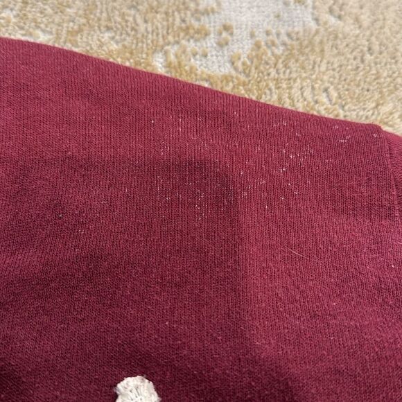 VTG Jerzees sweatshirt Heritage Lace Placemat Folk Art Primitive Houses on front - Picture 4 of 10